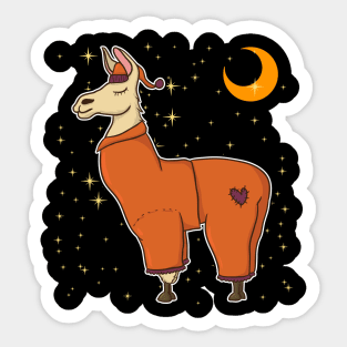 Sleepy Llama Bedtime Pajamas Dreaming Stars Moons Sticker